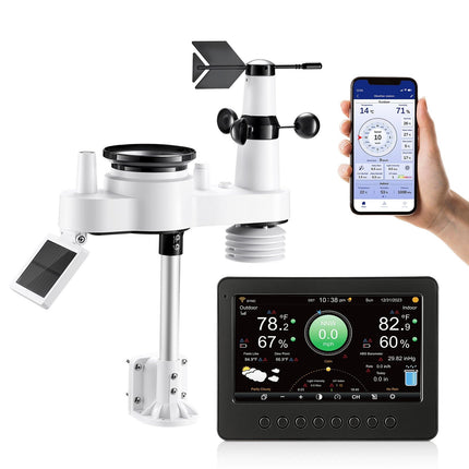 Wi-Fi Weather Station, 7-in-1, 7-Inch TFT, Solar Sensor