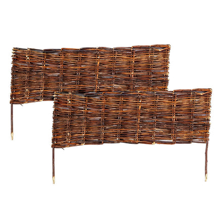 Wicker Flower Bed Edging, Willow Border With Pegs