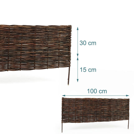 Wicker Garden Border, Willow Edging Fence With Pegs