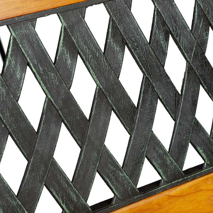 Wicker-Look Garden Bench, Wooden Slats, Cast Iron Frame