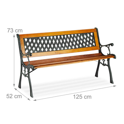 Wicker-Look Garden Bench, Wooden Slats, Cast Iron Frame