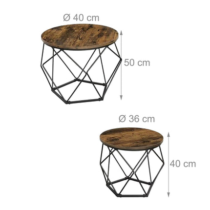 Wicker Side Tables Set, Removable Tray Tops, 2-Pack