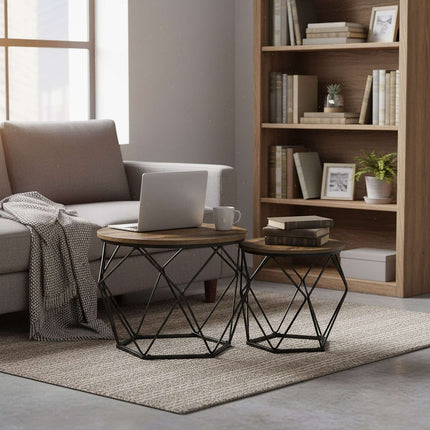 Wicker Side Tables Set, Removable Tray Tops, 2-Pack