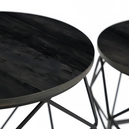 Wicker Side Tables Set, Removable Tray Tops, 2-Pack