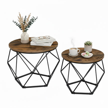Wicker Side Tables Set, Removable Tray Tops, 2-Pack