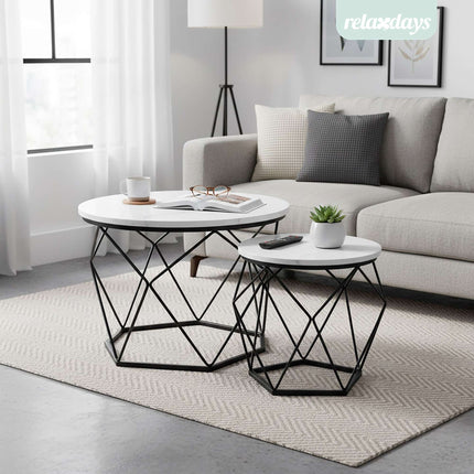 Wicker Side Tables Set, Removable Tray Tops, 2-Piece