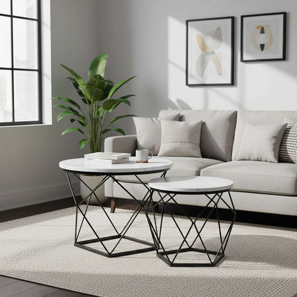 Wicker Side Tables Set, Removable Tray Tops, 2-Piece