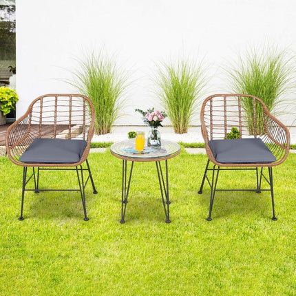 Wicker furniture set 3-piece modern bistro set for the terrace
