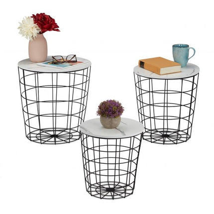 Wicker table - set of 3 Marble