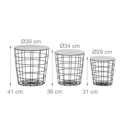 Wicker table - set of 3 Marble
