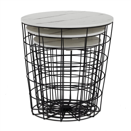 Wicker table - set of 3 Marble