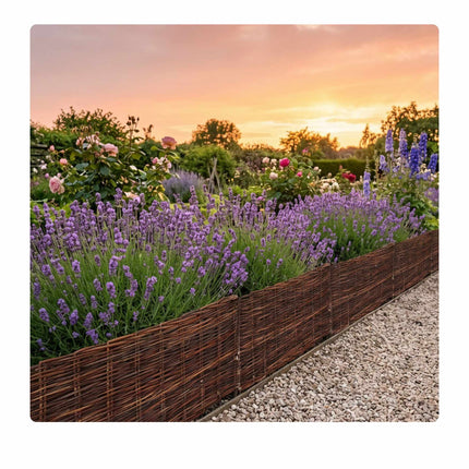 Willow Garden Border Fence, Flexible Bed Edging With Pegs
