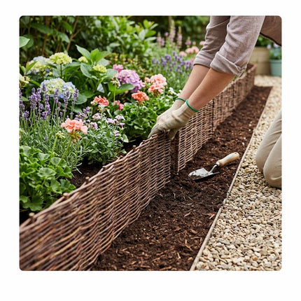 Willow Garden Border – Flexible Wicker Edging, With Pegs