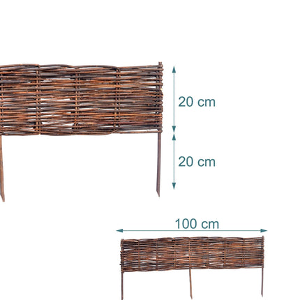 Willow Wicker Fence Edging Set for Flower Beds