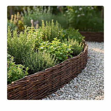 Willow Wicker Garden Border Fence, Flexible With Pegs