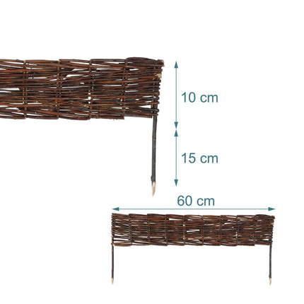 Willow Wicker Garden Border Fence, Flexible With Pegs