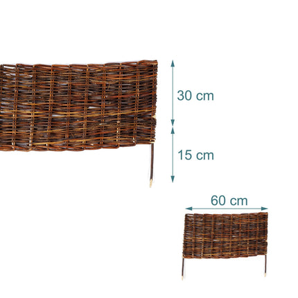 Willow Wicker Garden Border, Flexible Bed Edging Pegs