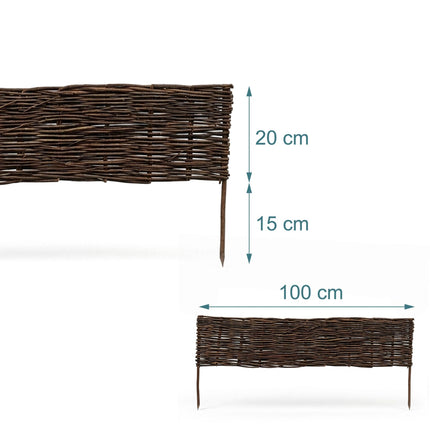 Willow Wicker Garden Edging Fence, Flexible With Pegs