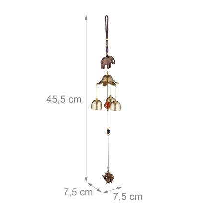 Wind Chimes Set of 2, Metal with Elephant Figurine