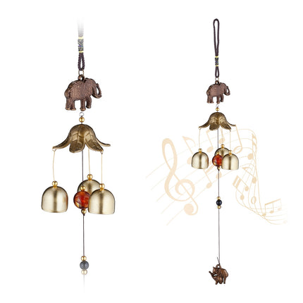 Wind Chimes Set of 2, Metal with Elephant Figurine