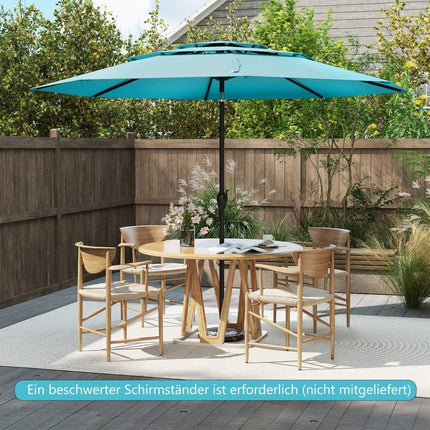 Wind-Resistant Patio Umbrella, 300 cm, Turquoise