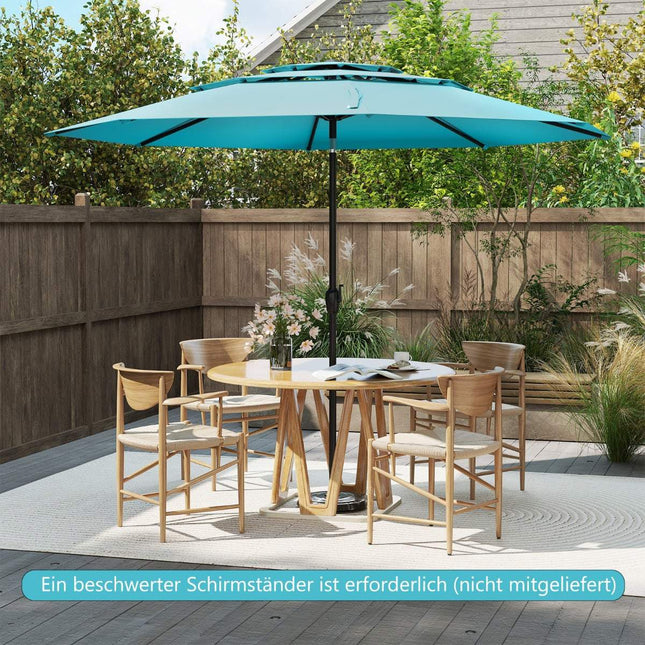 Wind-Resistant Patio Umbrella, 300 cm, Turquoise