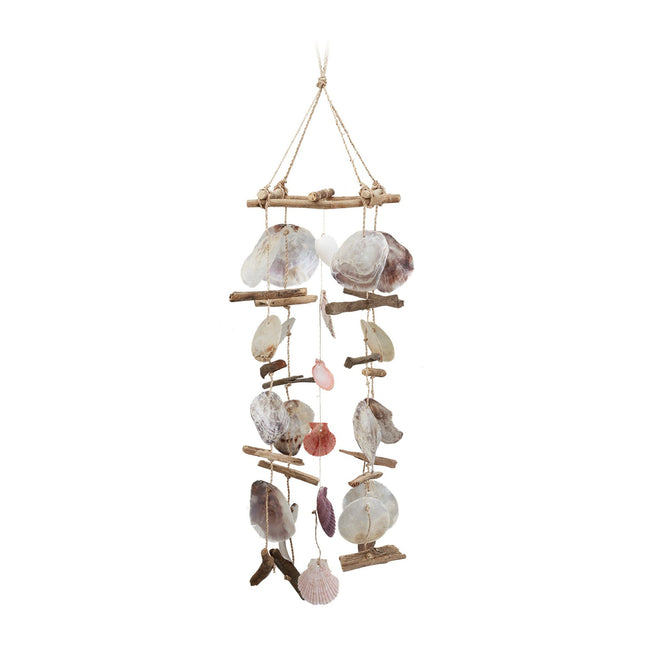 Wind chime driftwood with seashells
