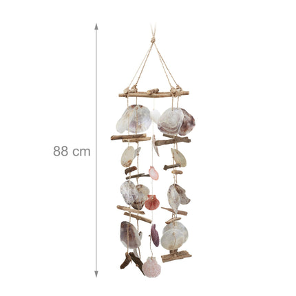 Wind chime driftwood with seashells