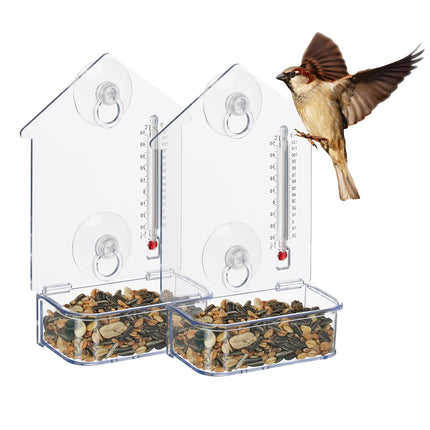 Window Bird Feeder with Thermometer, Suction Cups