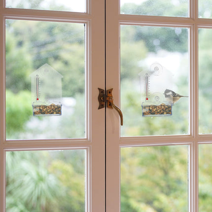 Window Bird Feeder with Thermometer, Suction Cups
