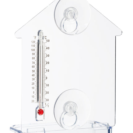 Window Bird Feeder with Thermometer, Suction Cups