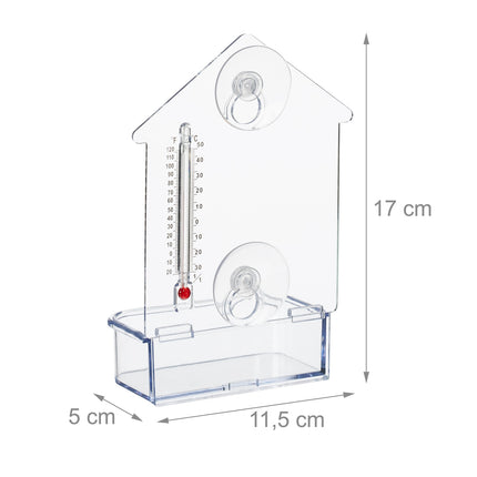 Window Bird Feeder with Thermometer, Suction Cups