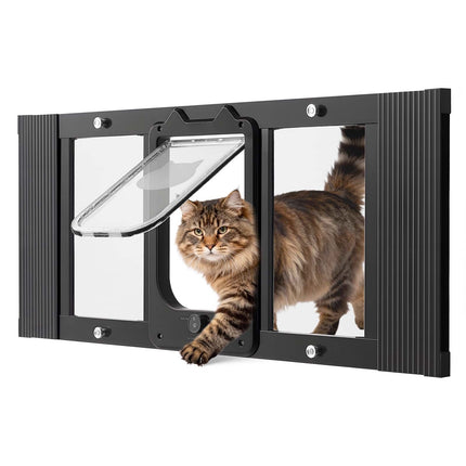Window Cat Door, Adjustable 787–914 mm, 4-Way Lock