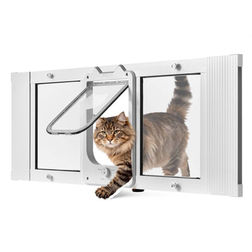 Window Cat Door, Adjustable 889–1016 mm, 4-Way Lock
