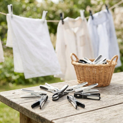 Windproof Soft-Grip Clothes Pegs, 75 Pack, Black/White
