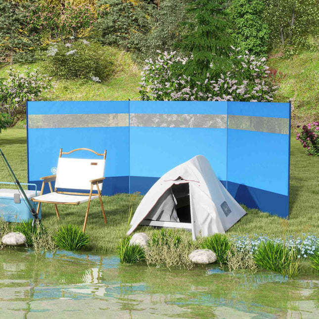Folding wind protection with light window, 440x140cm, Blue