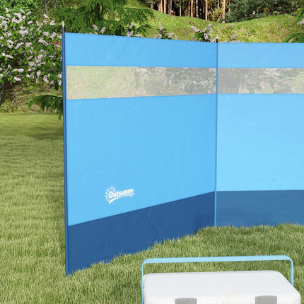 Folding wind protection with light window, 440x140cm, Blue