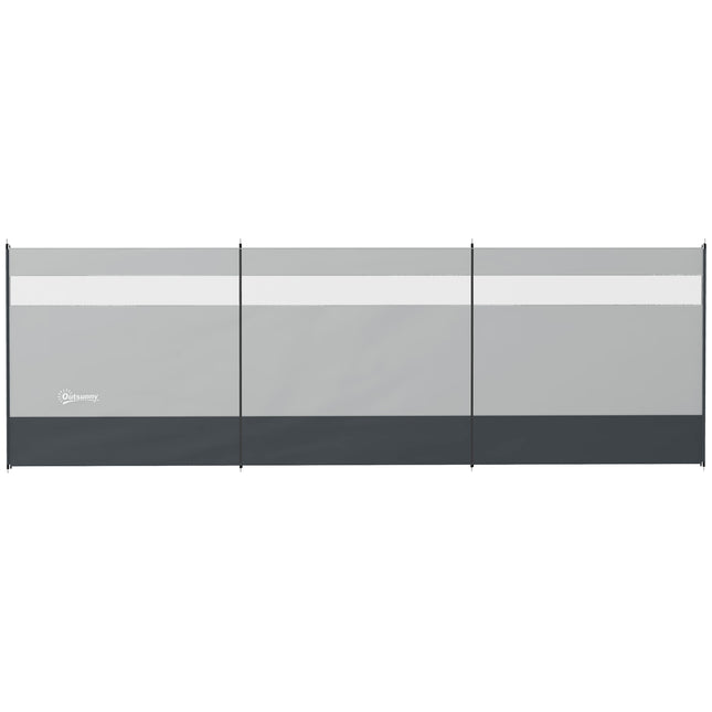 Foldable gray wind screen with light source, 440 x 140 cm
