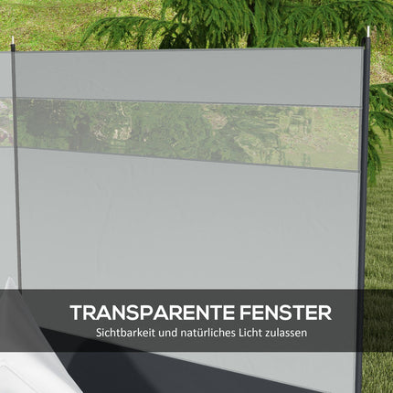 Foldable gray wind screen with light source, 440 x 140 cm