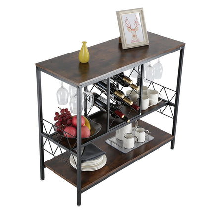 Wine Bar Cabinet 40 Inch, 20-Bottle Rack, Glass Holder