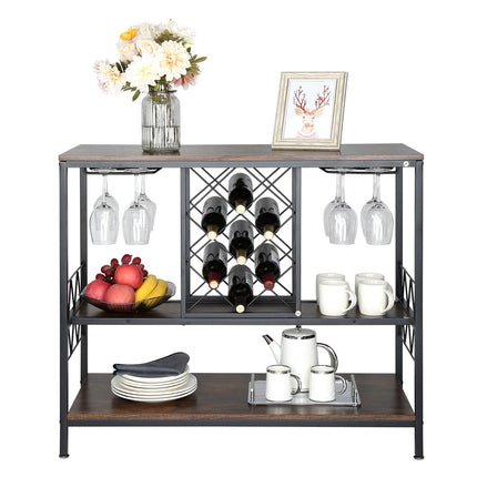 Wine Bar Cabinet 40 Inch, 20-Bottle Rack, Glass Holder