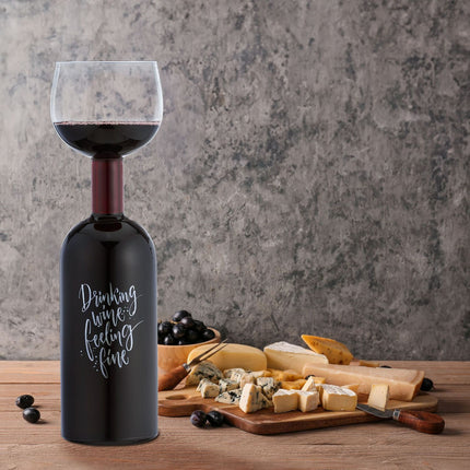 Wine Bottle Glass – Holds 750ml, Fun Gift for Wine Lovers