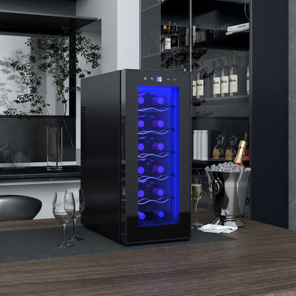 Wine fridge 12 bottles, glass door, LED touch screen