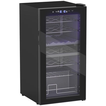 Wine cooler with dual zones, 28 bottles, UV glass door, LED