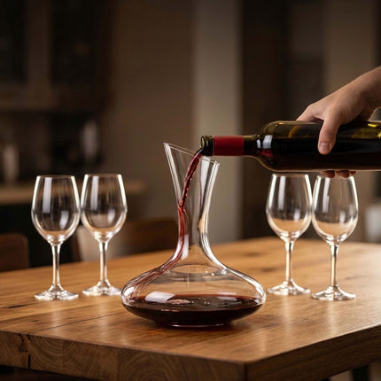 Wine Glass Set with Decanter, Clear Glass, 5-Piece