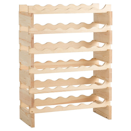 Wine Rack, 36-Bottle Capacity, Pine Wood, Stackable