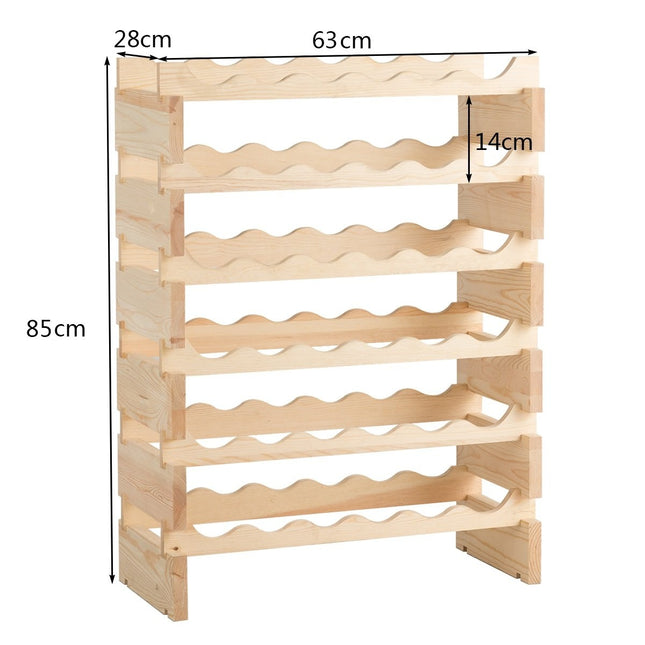 Wine Rack, 36-Bottle Capacity, Pine Wood, Stackable