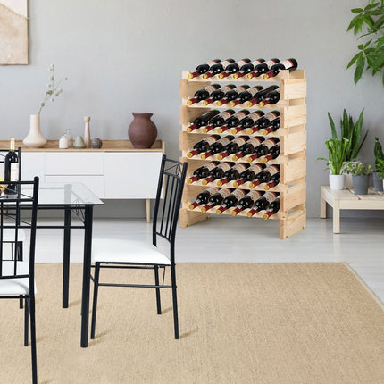 Wine Rack, 36-Bottle Capacity, Pine Wood, Stackable
