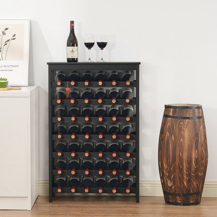 Wine Rack, 42-Bottle 7-Tier Bamboo Freestanding, Black