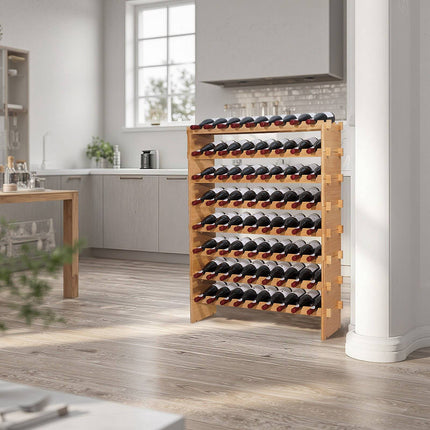 Wine Rack, 72-Bottle 8-Tier Stackable Freestanding Wood